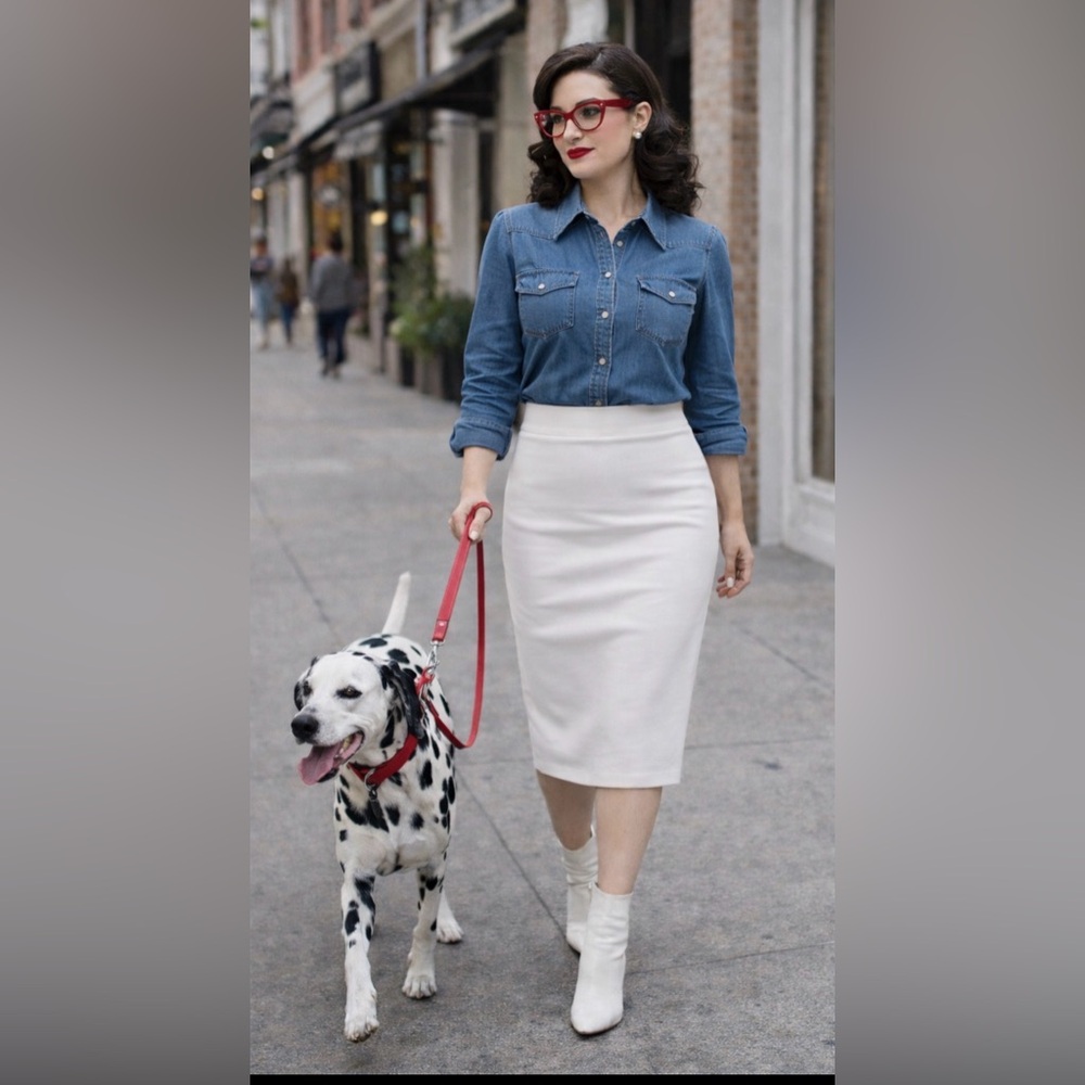 15-18” waist Elegant White Women's Skirt
